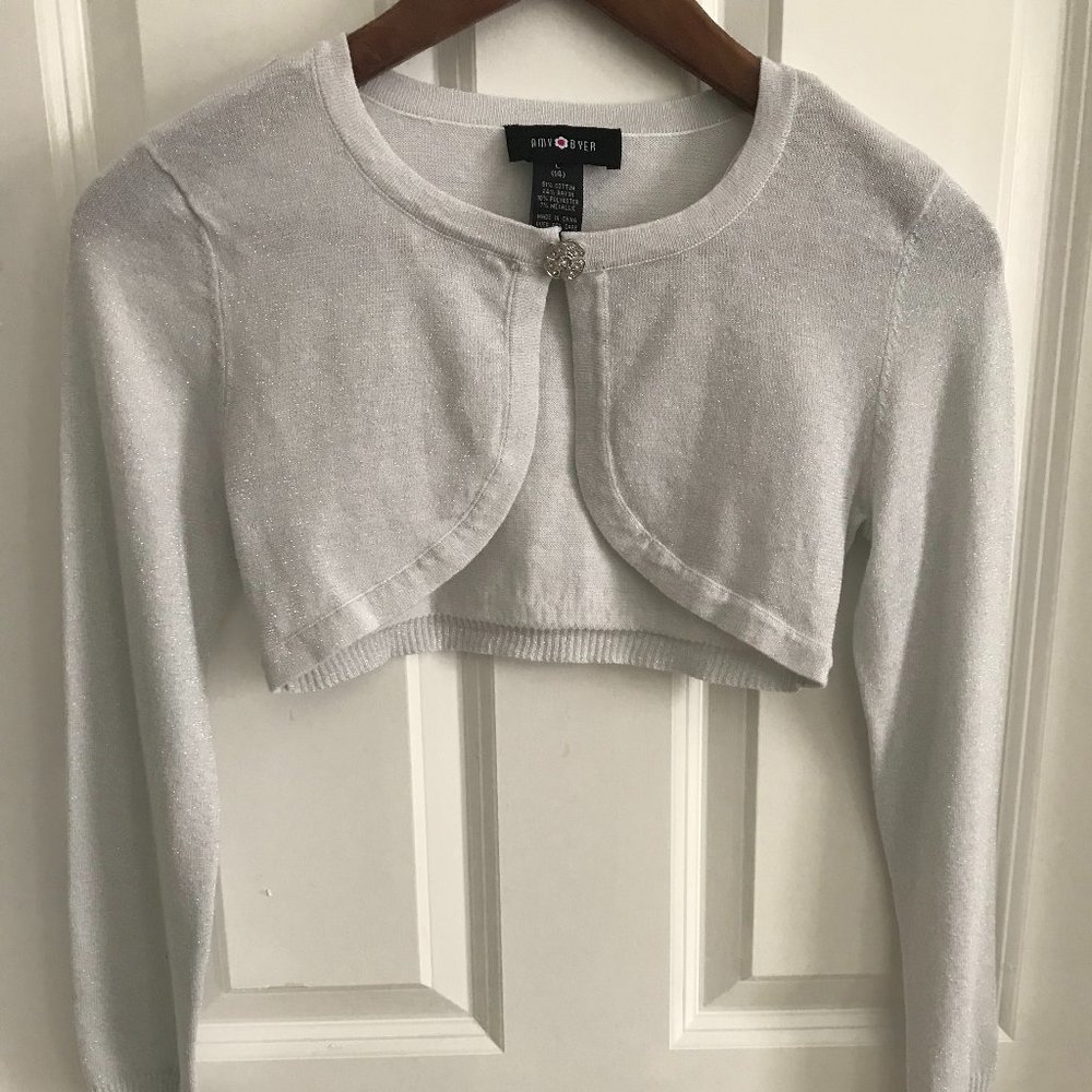 Silver Long Sleeve Girls Shoulder Shrug Wrap